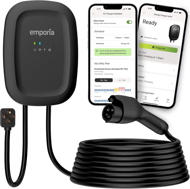 Emporia 48 amp Level 2 EV charger with J1772 connector