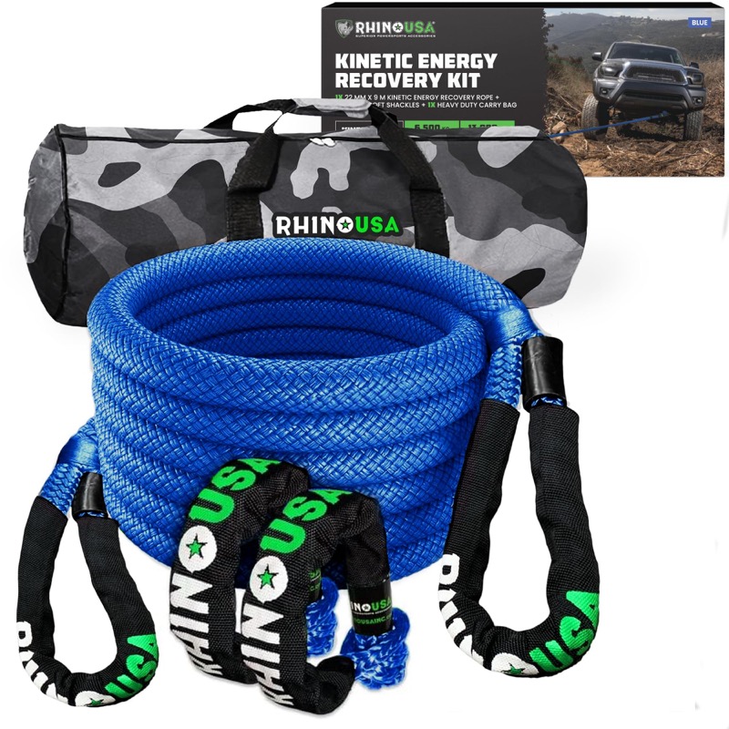 Rhino USA kinetic recovery rope kit with soft shackles