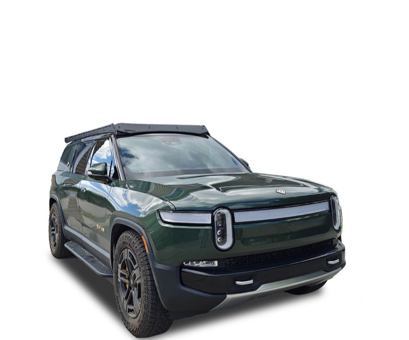 Prinsu Pro low-profile roof rack mounted on a Rivian R1S
