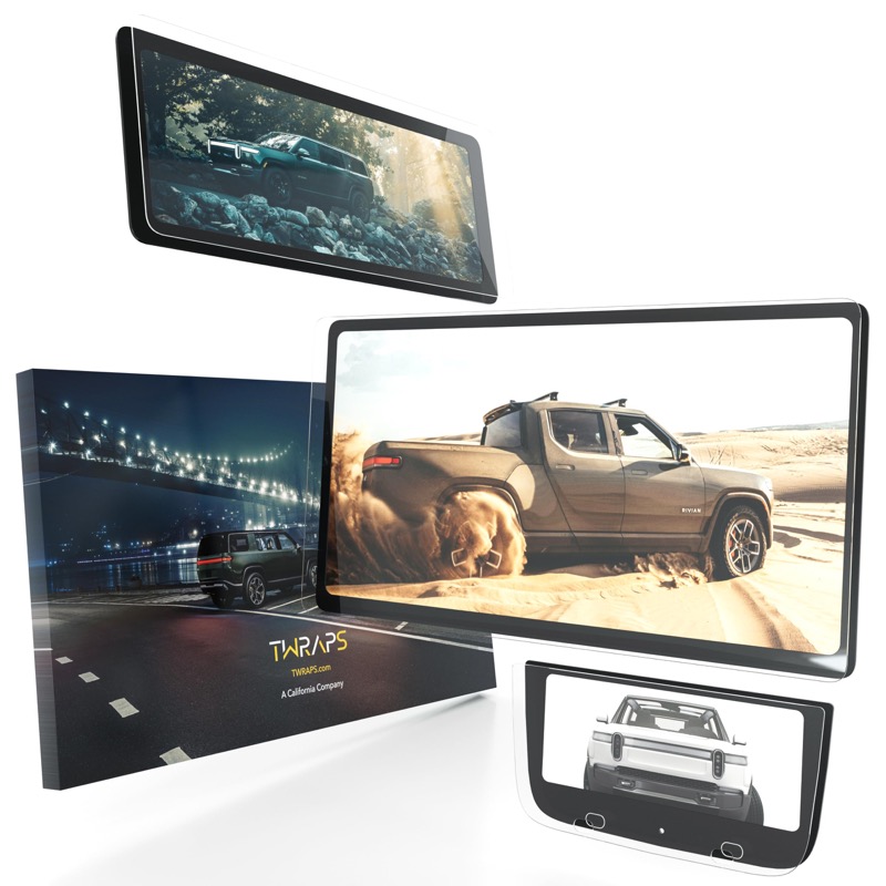 TWRAPS matte tempered glass screen protectors for Rivian R1S and R1T