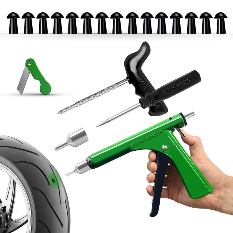 Mushroom-plug tubeless tire puncture repair kit